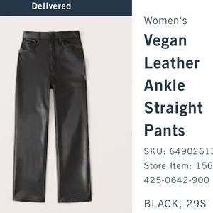 Abercrombie & Fitch - Ankle Straight & Ultra High Rise, Leather Pants